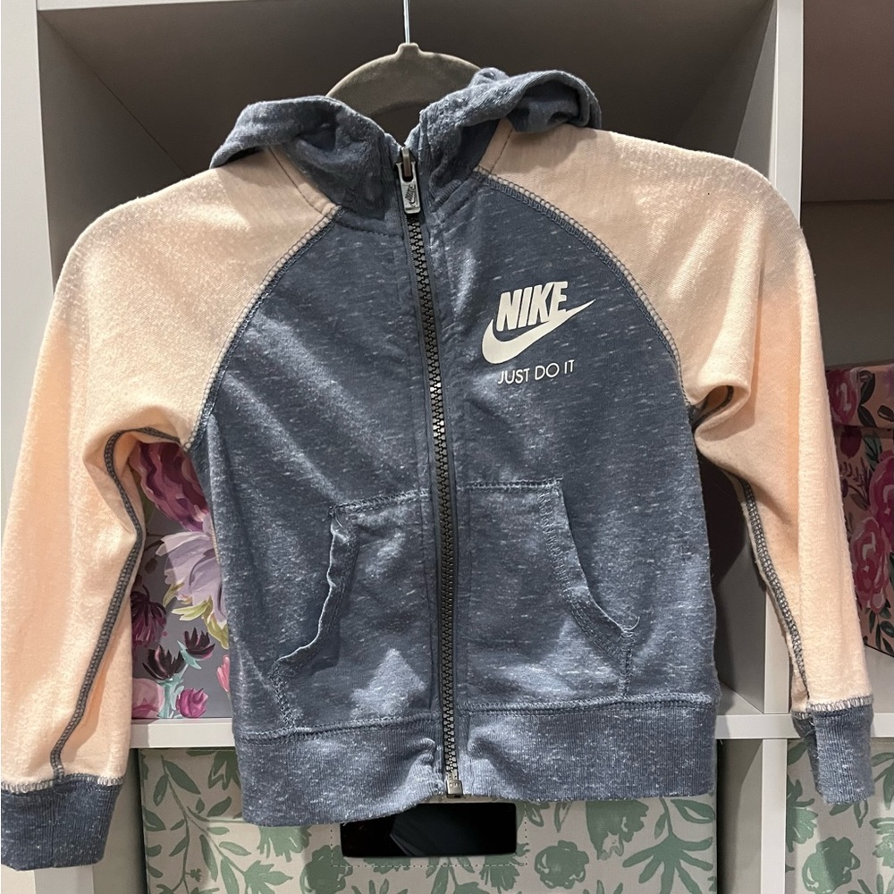 Nike Little Girls' Gym Vintage Full-Zip Hoodie pink/blue, 2t